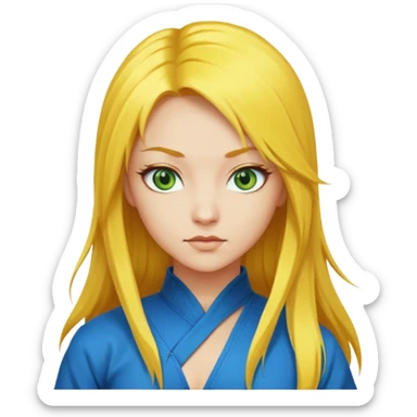 sexy girl with long yellow hair, kung fu, blue green eyes sticker
