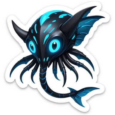 Black Dark Exotic Nocturnal Neon-glowing Abyssal Nightly Abyss-Fakémon-Creature sticker