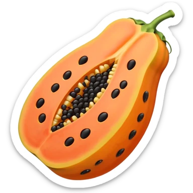 A beautiful papaya fruit is peeled and has black spots.It should be very ripe.like emoji sticker