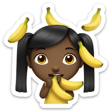 Black hair Girl eat banana  sticker