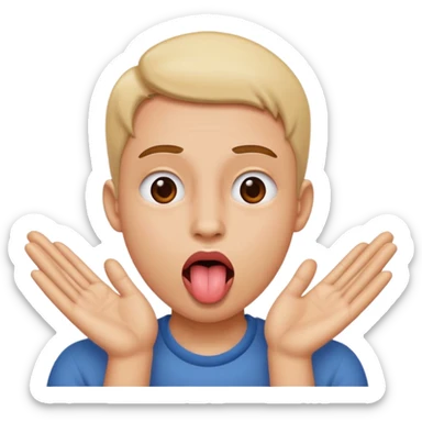 person with tounge out and hands to the side of face sticker
