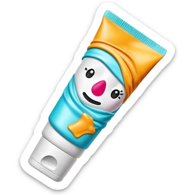 hand cream tube that is empty, crumpled, very wrinkled, cap on, no face, colorful and vibrant design, looks like a beauty product sticker