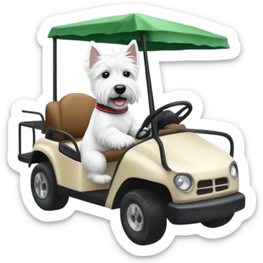 Westie riding in a golf cart sticker