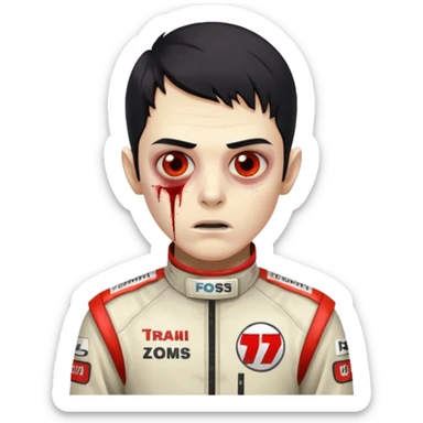 black haired zombie formula 1 racer sticker