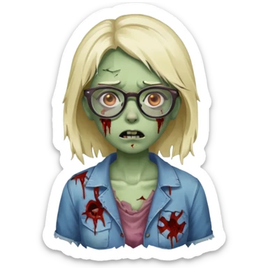 zombie with glasses girl sticker