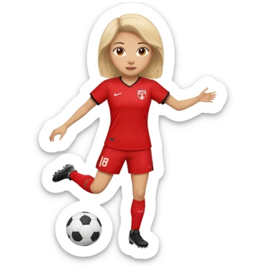 woman soccer player with red jersey sticker