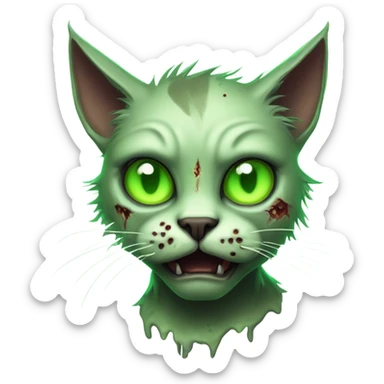 Atomic zombie cat sticker