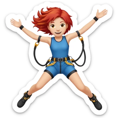 bungee jumping face only with hair flying red hair sticker