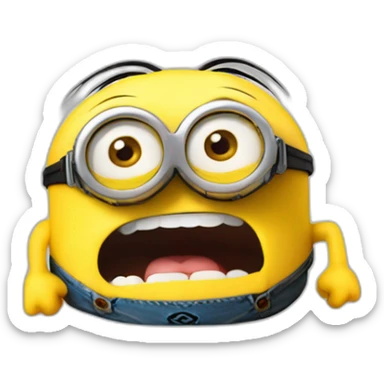 A minion head emoji sticking out its tongue on a transparent background sticker