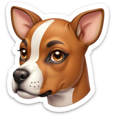 Cinematic Cute Fawn Boxer Portrait Emoji, Head tilted playfully and inquisitively, with a glossy fawn coat highlighted by a white muzzle and chest, round, sparkling brown eyes filled with curiosity, Simplified yet irresistibly adorable features, highly detailed, glowing with a warm, friendly glow, high shine, affectionate and lively, stylized with a touch of whimsy, bright and endearing, soft glowing outline, capturing the essence of a mischievous yet loving pup, so playful it feels like it could bound out of the screen and into your arms! sticker