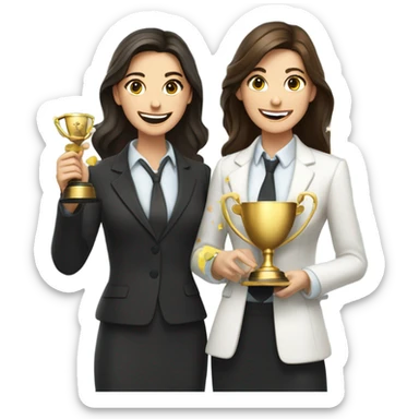 businesswoman two caucasian brunette girls celebrating sticker