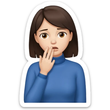 Brunette girl with hand on throat sticker