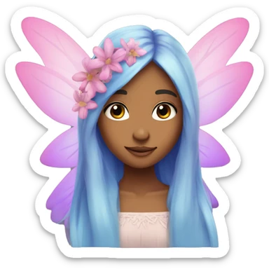 Beautiful, flower, fairy, pink, blue, purple, long hair, tan skin sticker