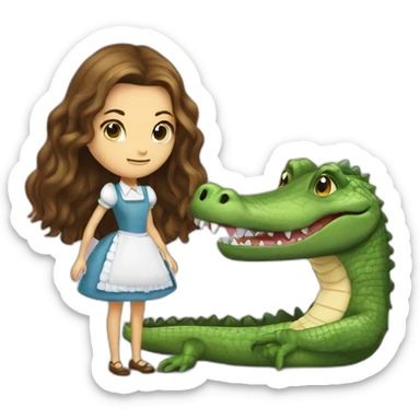 alice can pat her legs her crocodile cannot talk alice knowed what her crocodile did do alice loves crocodiles  sticker