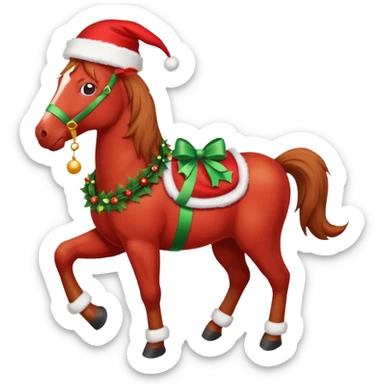 Christmas red horse with a full-length sticker