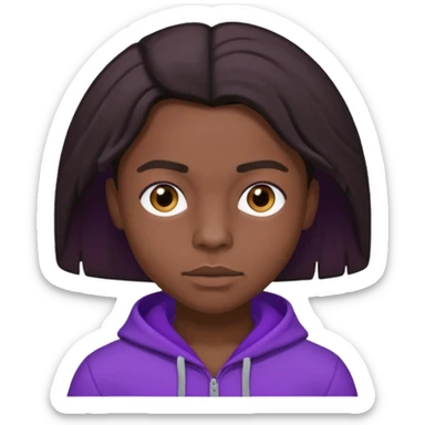 Quincy Brown with dark brown hair, purple outfit sticker