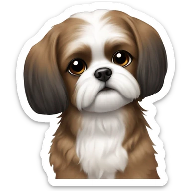 brown girl with black and white maltese shihtzu  sticker