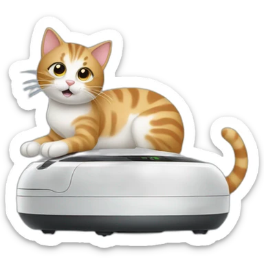A cat on a robot vacuum cleaner sticker