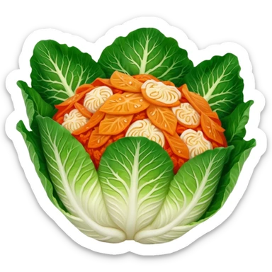 napa cabbage with kimchi red seasoning all over, no green, no face sticker