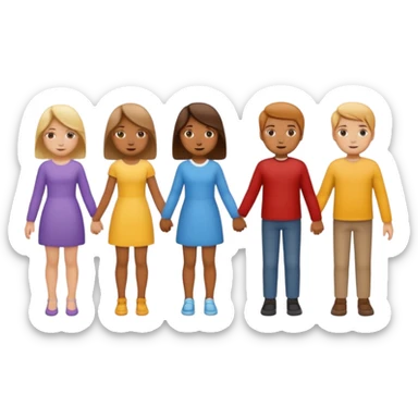 purple group without eyes and nose  holding hands sticker