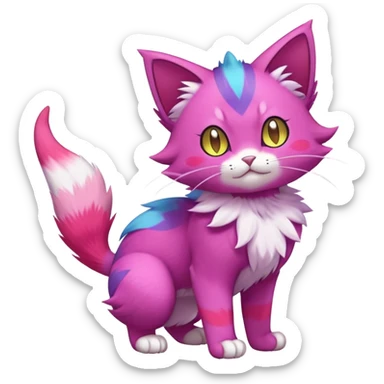 Elemental Exotic Colorful Fantasy Purrloin-Skitty-Pokémon-Fakémon-hybrid-creature (full body) sticker
