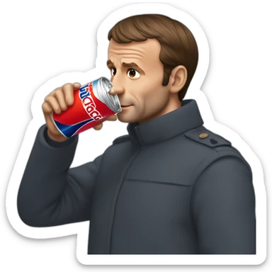 Emmanuel macron drinking a can of redbull sticker