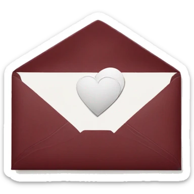 burgundy envelope with white heart stamp sticker