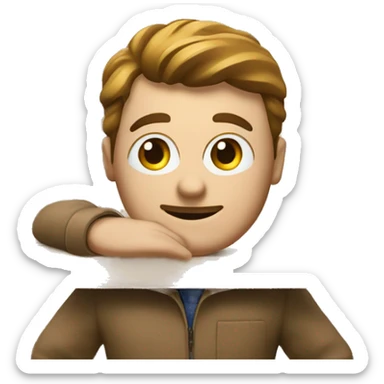 An architect with a drawing of a house on a wooden frame behind him sticker