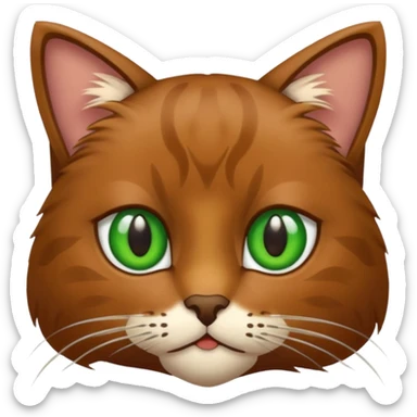 eine braune flauschige niedliche katze mit grünen augen die augen sollen nicht leuchten sondern matt sein  sticker