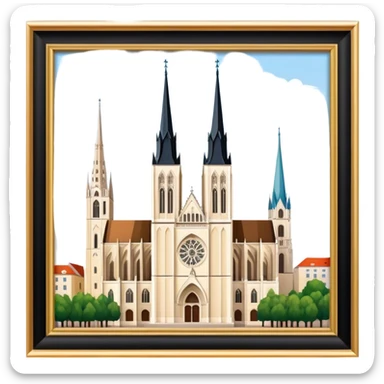 Zagreb Cathedral Landmark Emoji – Depicting its Gothic architecture and twin spires. sticker