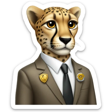 cheetah in a classic suit With keys sticker