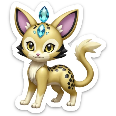 Shiny Elegant Pretty Beautiful Divine Furry Realistic  Meloetta-Noibat-Gatomon-Liepard-Pokémon-Digimon-Fakémon-fusion-hybrid-creature sticker