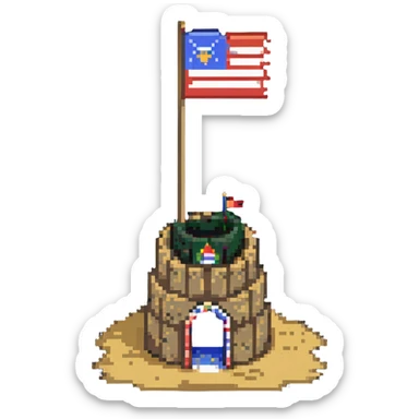 sand castle with a flag on top sticker
