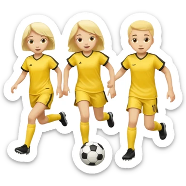 kids play soccer in yellow dress, yellow shrits, yellgow socks sticker