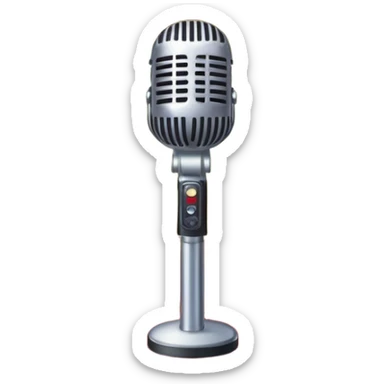 Create a glamorous and vibrant emoji that represents pop vocal performance. The emoji should feature a vintage stage microphone on a red carpet, with a spotlight shining on it. The stage should be empty but illuminated with concert lights, creating an atmosphere of excitement. Add elements like a festive firework display and a sparkling costume with rhinestones. Surround the scene with a ribbon made of musical notes to symbolize the connection to music. Use bright colors like gold, red, and silver, with a touch of sparkle to convey the glamour and energy of pop vocal performance. The background should be transparent. sticker