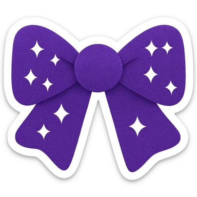Make the glitter bow purple with shimmering texture, elegant and festive, no background. The bow should look decorative and sparkling with a rich purple color and glitter details. sticker