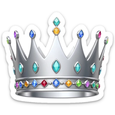 silver feminine dainty crown with rainbow gemstones sticker