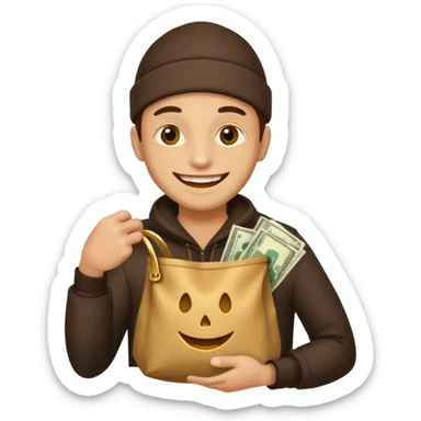 Ladrão com saco de dinheiro sticker