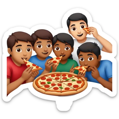 Indian family eating pizza sticker