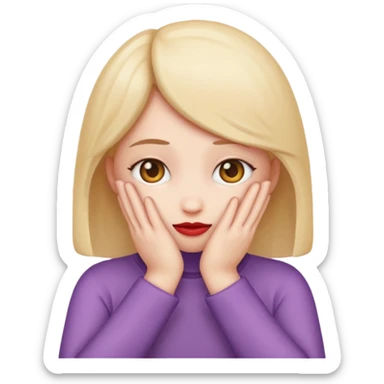 A single emoji that's feeling shy. In love. But hiding behind her hands.  sticker