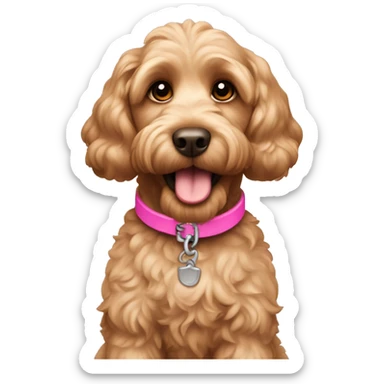 Cockapoo with pink collar sticker