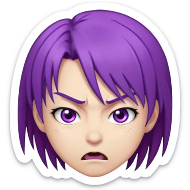 Perso style manga avec des cheveux violet les yeux violet , et un air énervé  sticker