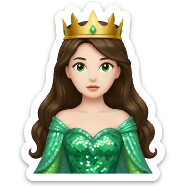 Princess Ozma from Oz with long brunette hair, light green sequin outfit sticker