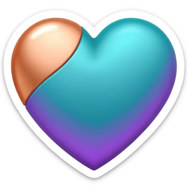 I need a teal, orange , purple, and rose gold Heart emoji that looks like a cartoon  sticker