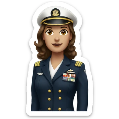 navy officer woman brown hair  sticker