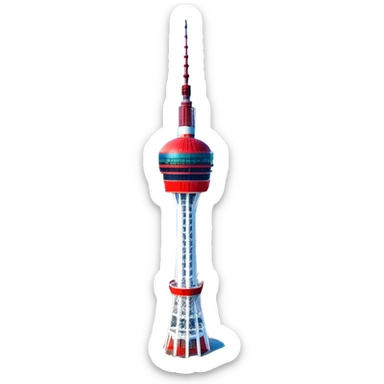 ​Cinematic Realistic N Seoul Tower, depicted in full daylight as a slender, single-column tower crowned by a cylindrical observation deck, set against a clear blue sky over Seoul’s vibrant cityscape, rendered with crisp architectural detail and bright, natural lighting that accentuates its modern elegance, sticker