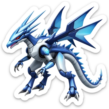  Cool Edgy Shiny Futuristic Ethereal Legendary Dialga-Digimon-Palkia-hybrid full body sticker