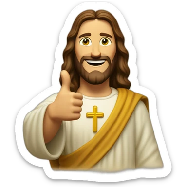 Buddy Christ thumbs-up blinking an eye sticker