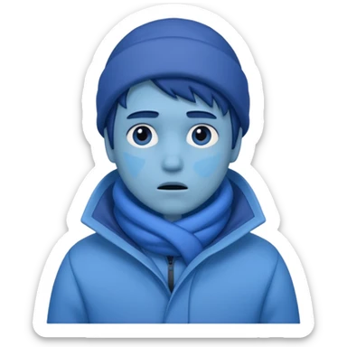 Uma pessoa azul de frio congelando sticker