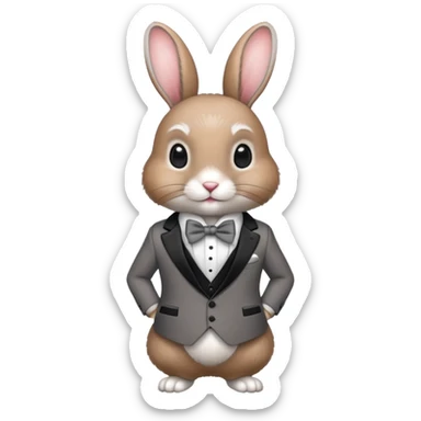 elegant rabbit wearing a formal suit and bow tie sticker